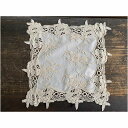 【5%OFFクーポン ~26日01時59分までの期間限定クーポン】beige flower race ドイリー 32x32cm 花瓶敷き 敷物 正方形 ベージュ 薔薇 バラ ローズ 刺繍 ヨーロピアン