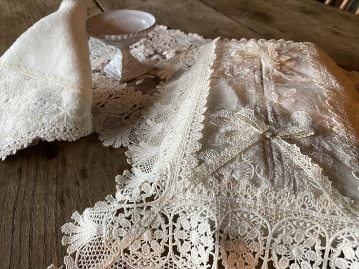 ティッシュボックスカバー Cotton Bijou アイボリー 花柄 刺繍 ギュピールレース おしゃれ かわいい ティッシュケース ティッシュカバー 布 [2]