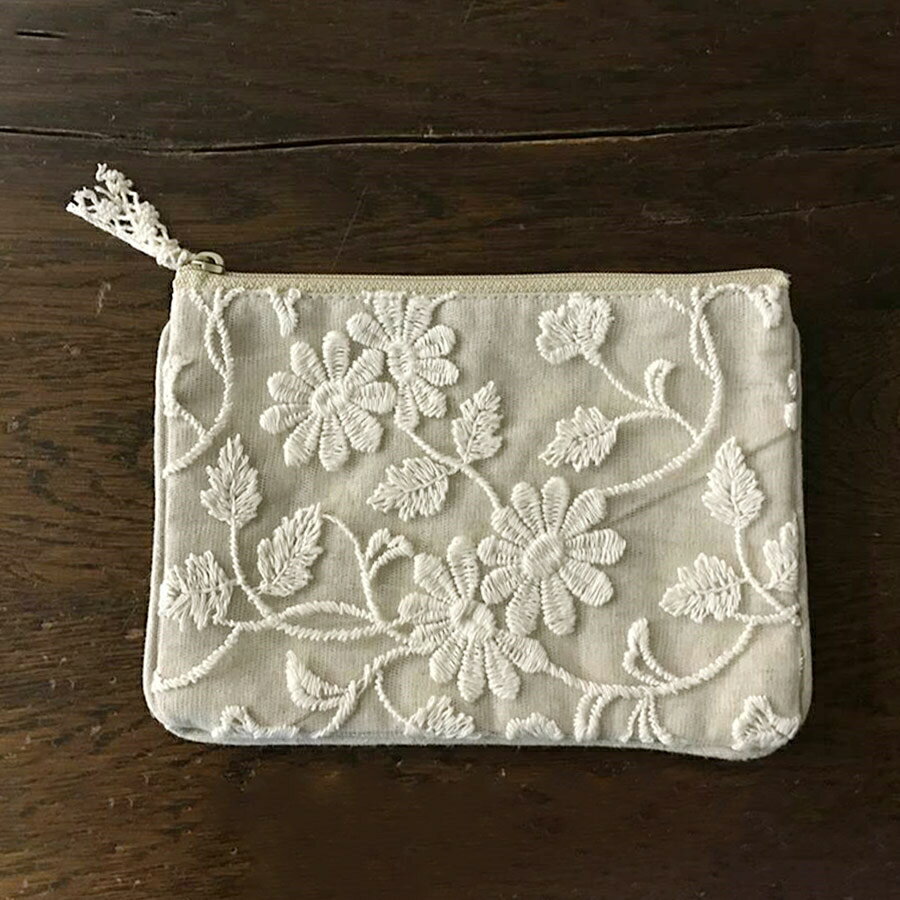 乐天商城 - 【5％OFFクーポン｜9日20時〜16日1時59分までの期間限定】Cotton Flower フラットポーチS 12x18cm レディース 小物入れ 化粧ポーチ コスメ マルチポーチ おしゃれ かわいい ギフト プレゼント