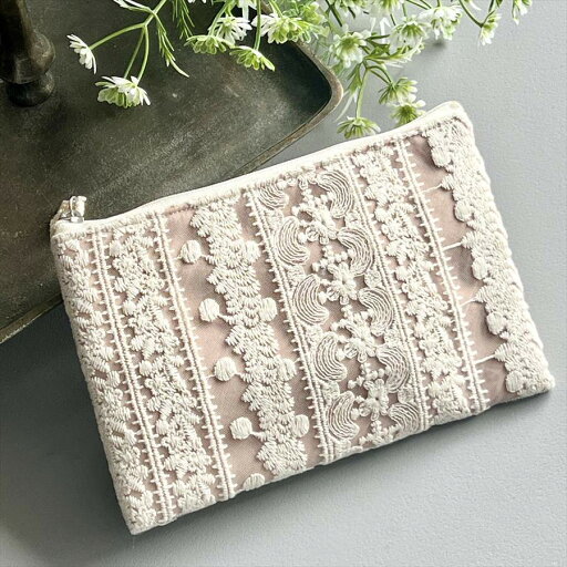ClioレースフラットポーチS 12×18cm 小物入れ 通帳入れ コスメ フラットポーチ おしゃれ かわいい 母の日 ギフト プレゼント ClioレースフラットポーチS 12×18cm 小物入れ 通帳入れ コスメ フラットポーチ おしゃれ かわいい 母の日 ギフト プレゼント