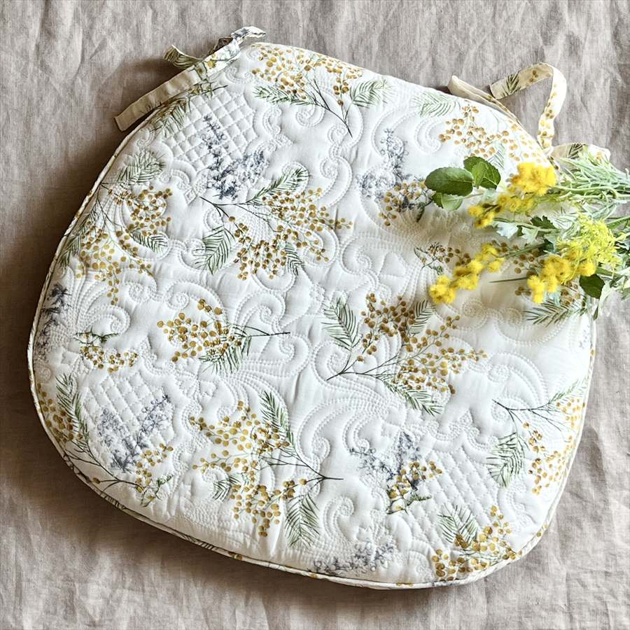 ミモザプランタンシリーズ ひも付きシートクッション45×43cm