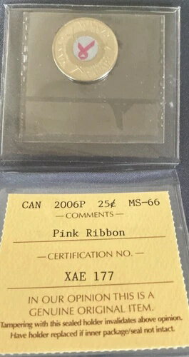 カナダ - 25セント - 2006P - ピンクのリボン - ICCS認定 - MS-66 3