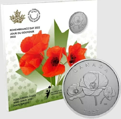 2022年 カナダ戦没者追悼記念日 プルーフ シルバー 5ドル硬貨 ミント UNC. RJ