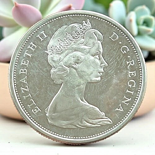 1965年カナダ50セント硬貨・80%シルバーブリリアント未流通マシンポートレートユニットL