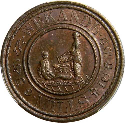 セイロン ウェカンデ ミルズ コーヒー農園 19セント銅貨 PCGS MS63BN (7-6)