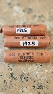 ウィートペニー ロット 1925年 50セント入りフルロール 平均以上の1925-P リンカーンセント