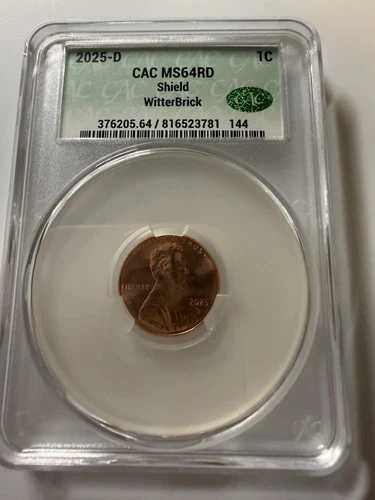 リンカーンシールド 2025-D CAC MS64RD シールド 未流通 デンバーコイン WitterBrick