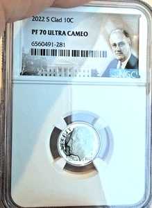2022-S パーフェクトプルーフ ルーズベルト 米国 10セント ~ NGC PR70 DCAM ~ これ以上のものは存在しない!