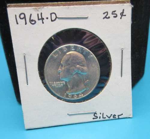 1964年Dミント ワシントン25セント硬貨 90%銀製 / 未使用品