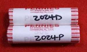 2024-P&D リンカーンシールドセントペニー 2-50枚入りロール 未使用品 各1ロール
