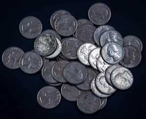 1990年代のワシントン・クォーター硬貨40枚ロール（ミント・流通品混合）