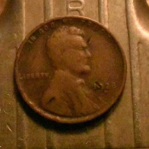 表面エラーあり！1928年Dミント リンカーン・ウィートセント 1セント硬貨（#9275）