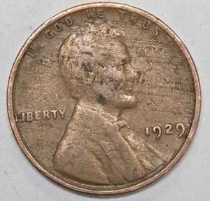 1929年 リンカーン ウィートペニー 1セント 3.1g 銅 BN リムの「L」の文字が中心からずれています