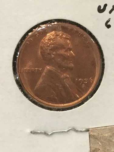 1936年Sミント リンカーンセント 赤褐色 未使用銅貨 ウィートリバース E6151