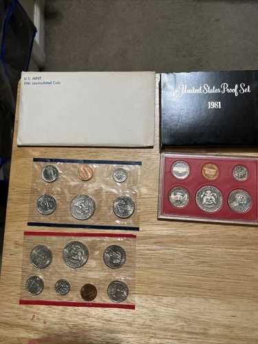 1981年米国造幣局未流通PDSコインセット（OGP入り）＆1981年Sミント米国造幣局プルーフセット（OGP入り）