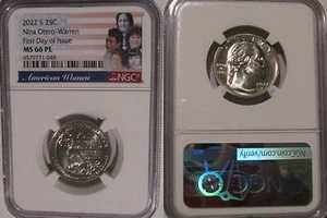 2022年 S ニーナ・オテロ・ウォーレン 25セント NGC MS 66 PL アメリカ人女性クォーター 初日発行
