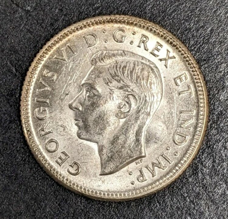 1937年カナダ銀貨25セント ジョージ6世 Unc 91398D