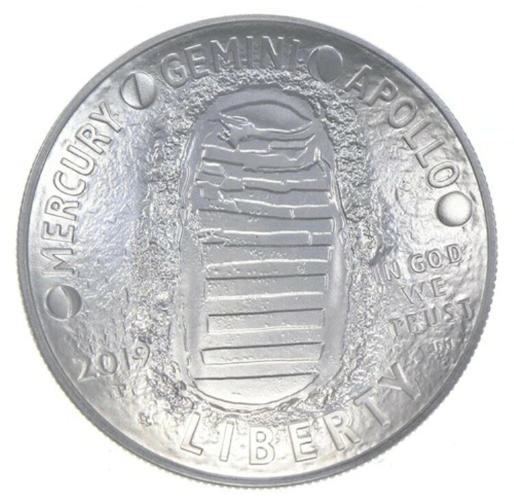 2019-P UNC アポロ11号記念銀貨 1ドル