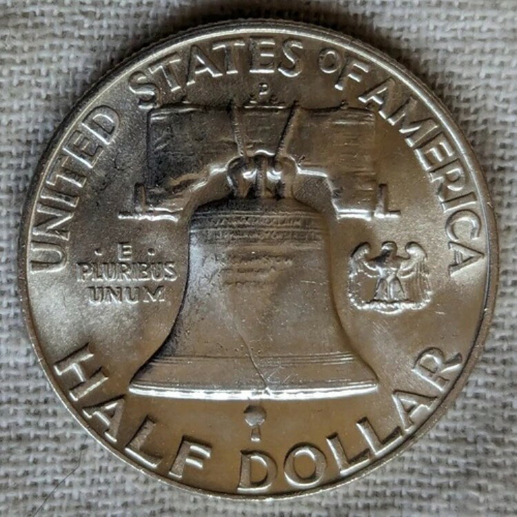 1959 D フランクリン ハーフダラー ジェム BU : フルベルライン FBL スーパーブ - .9 ファイン UNC