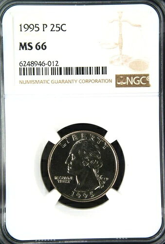 1995年 P ワシントン クォーター 25セント 25C NGC MS66 ミントステートグレード BU UNC