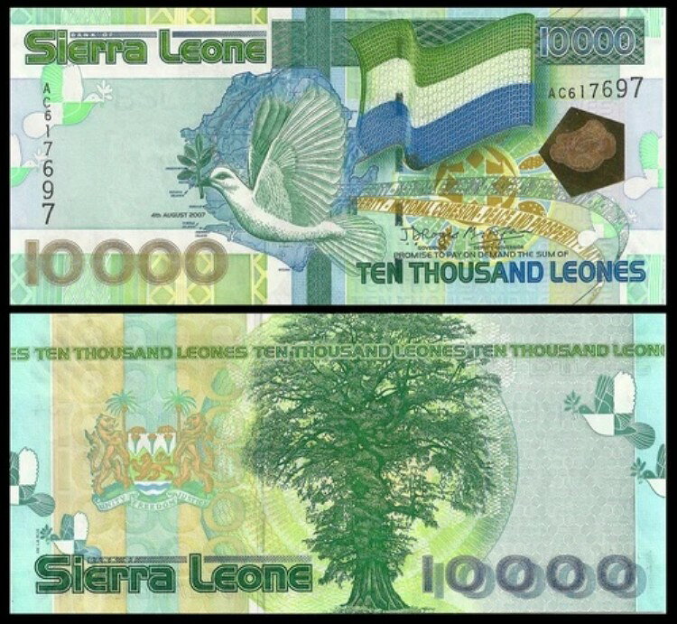 シエラレオネ 10,000 10000 レオネス 2007 P 29 接頭辞 AC UNC