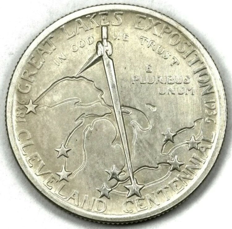 1936年クリーブランド百周年記念五大湖博覧会銀貨ハーフドルUNCモーゼスNR