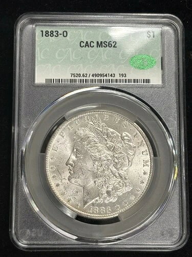1883-O モーガン ダラー CAC MS 62 シルバー ニューオーリンズ 美しいコイン 最低落札価格なし