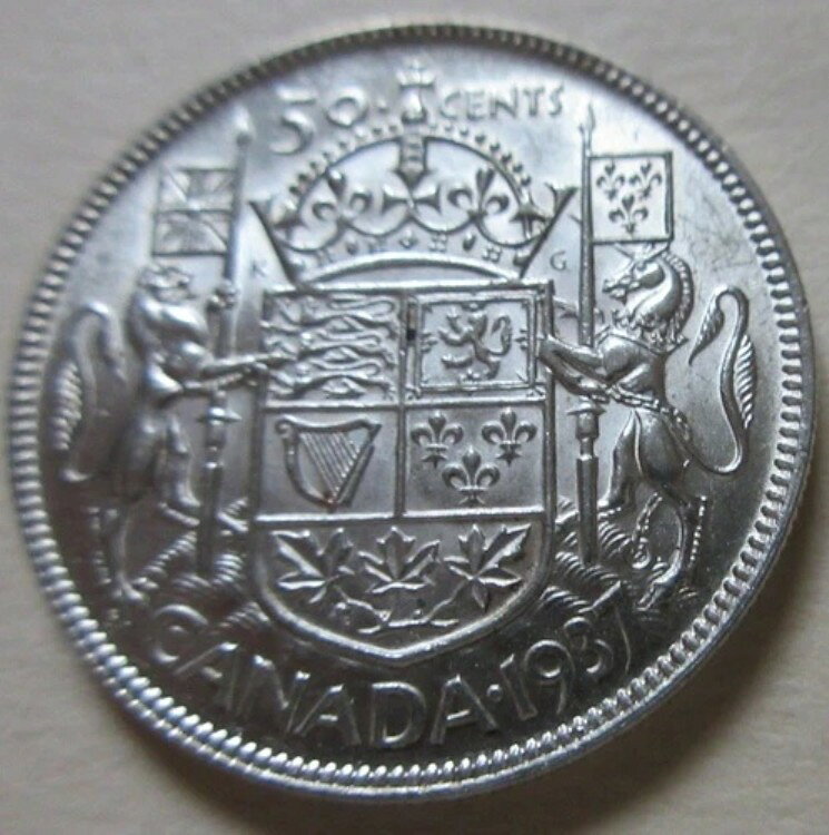 1937年カナダ シルバー ハーフドル硬
