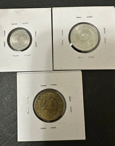 UNC-アルジェリア: 20 サンチーム 1972 1 年タイプ、5 サンチーム 1970 および 1 サンチーム 1964