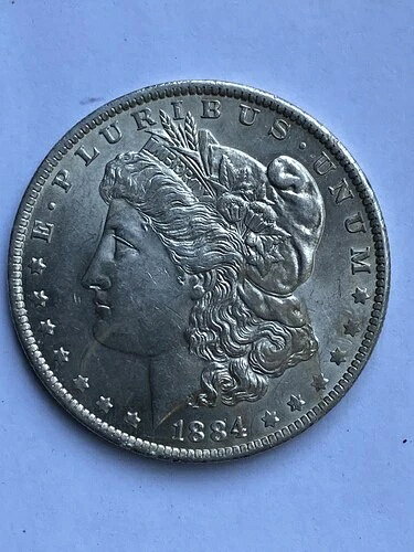 1884-O アメリカ モルガン銀貨 ミントマークなし (AU/UNC) 90% 銀貨