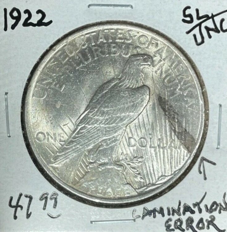 1922年 ピース シルバー ドル ~ SL/UNC「ラミネートエラー」 ~ 良品 ~