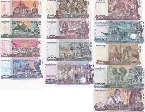 カンボジア セット 13 UNC 100-15000 30000 -100000 200000 リエル 2014-2024 P 62-73 74