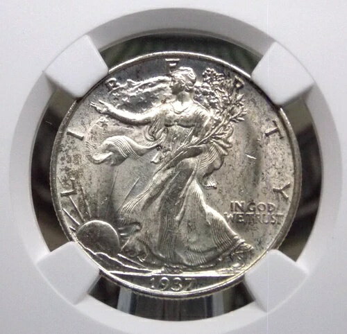 1937年「S」ウォーキング・リバティ・ハーフドル 50セント NGC Unc Details #017 未流通 ECC&C