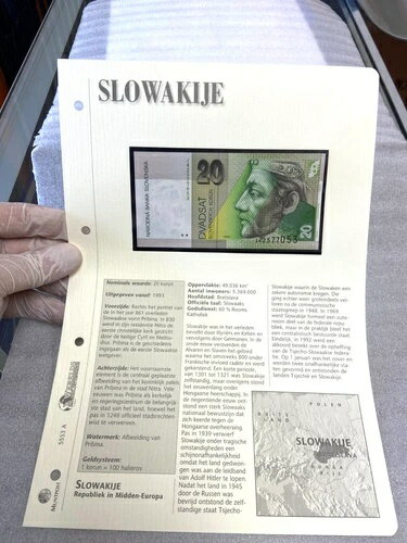 1999 スロバキア 20 コルン紙幣 Slowakije 20 コルン P#20d 未流通