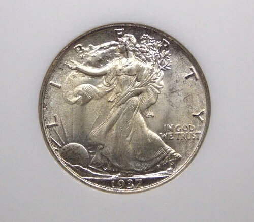 1937年「P」ウォーキング・リバティ・ハーフダラー 50セント NGC MS64 #020 BU old FATTY Unc ECC&C