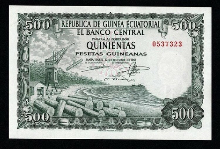 赤道ギニア 500 ペセタ 1969 P-2 UNC