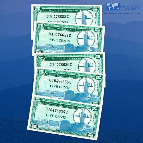 5セント軍事支払証明書シリーズ681、UNC、連続シリアル番号#76654