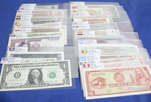 100種類の紙幣、50カ国の世界紙幣、UNCコレクション