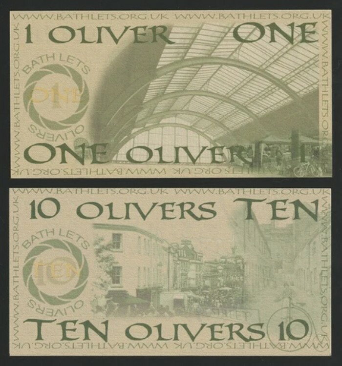 イギリス - バース - ワン＆テン・オリバーズ UNC 現地通貨 2 枚セット