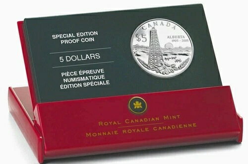 カナダ 5ドル 2005年 プルーフ UNC アルバータ銀貨（箱・品質証明書付き）
