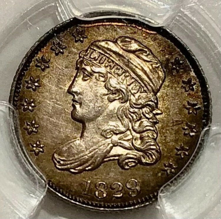 1829年製 キャップドバスト ハーフダイム PCGS UNC 詳細