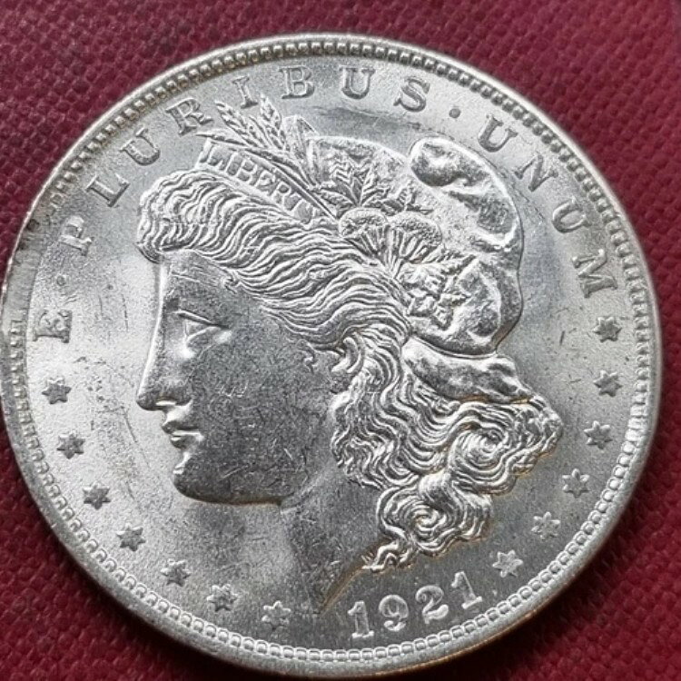 1921年 モルガン・ダラー 1ドル銀貨 BU UNC - エラー - クリップされたプランシェット #89478