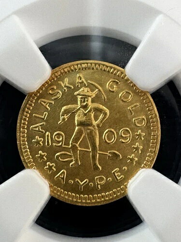 1909年 ワシントン州 カリフォルニア ゴールド アラスカ・ユーコン・パシフィック博覧会 1/2 DWT * NGC UNC 詳細 * 希少