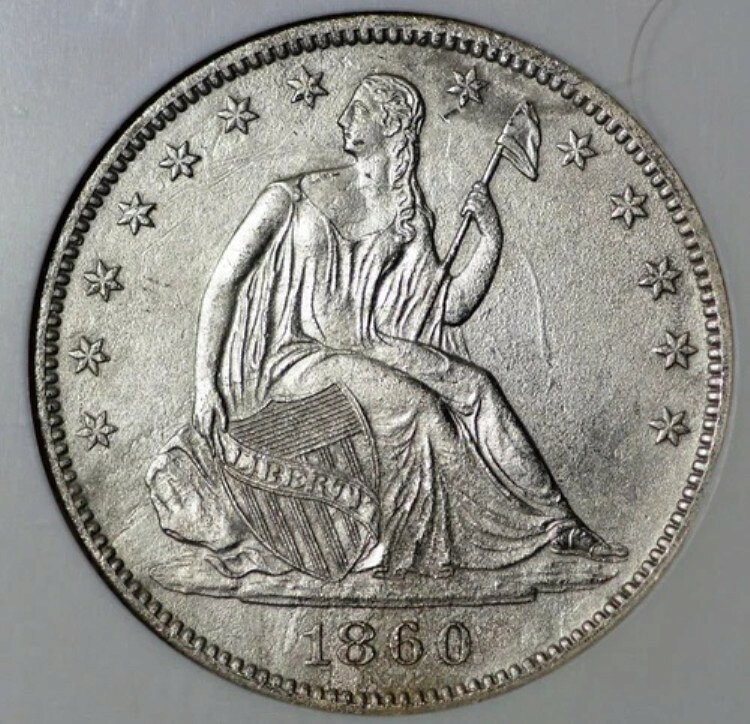 1860-O 着席型ハーフSSリパブリックNGC、箱とCOA、難破船UNC詳細付き