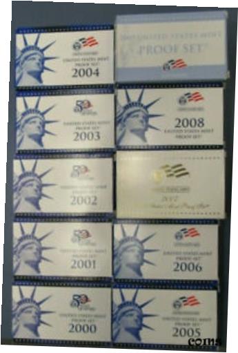 ڶ/ʼݾڽա ƥ    [̵] US Mint Proof Sets (2000 through 2009) DECADE LOT of all 10