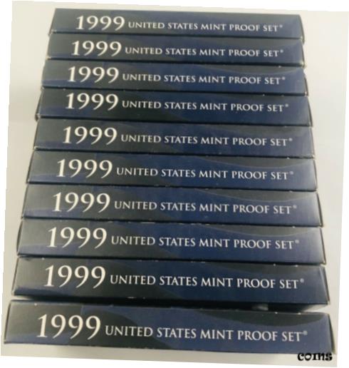 ڶ/ʼݾڽա ƥ    [̵] 1999 S Proof Sets Lot of 10 Original Box &COA 9 Coins Clad US Mint