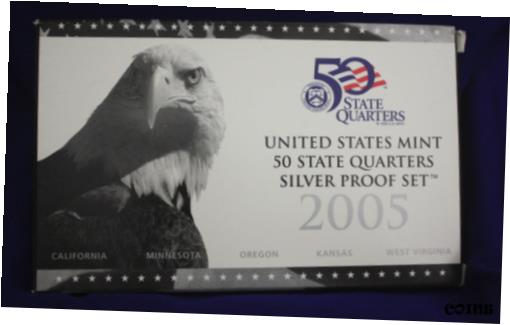 yɔi/iۏ؏tz AeB[NRC RC   [] 2005 U.S. Mint 50 State Quarter SILVER Proof Set. In original GRAY box.