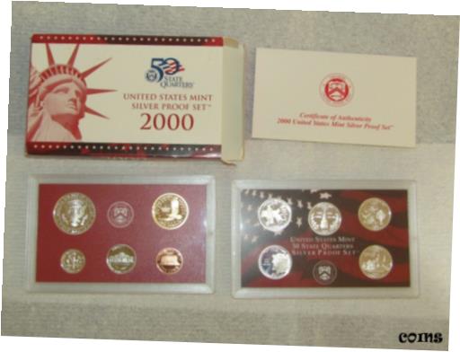 yɔi/iۏ؏tz AeB[NRC RC   [] 2000 S US Mint Silver Proof Set Complete 10 Coin BOX & COA 90% Silver