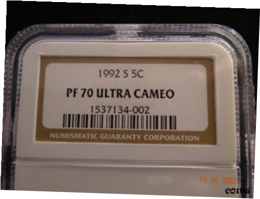 楽天金銀プラチナ　ワールドリソース【極美品/品質保証書付】 アンティークコイン コイン 金貨 銀貨 [送料無料] 1992-S Jefferson Nickel, NGC PF70 Ultra Cameo - Brown Label