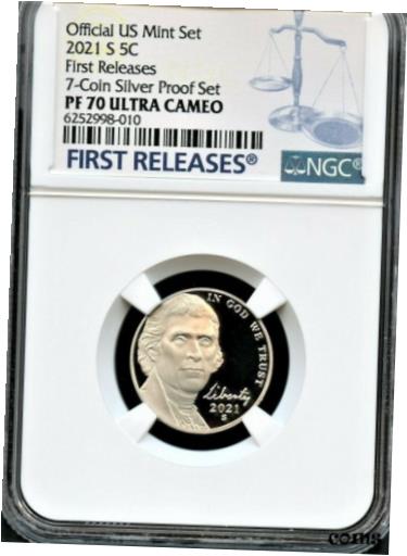 ڶ/ʼݾڽա ƥ    [̵] 2021 S Nickel First Releases From 7-Coin Silver Set NGC PF70 Ultra Cameo (Blue)